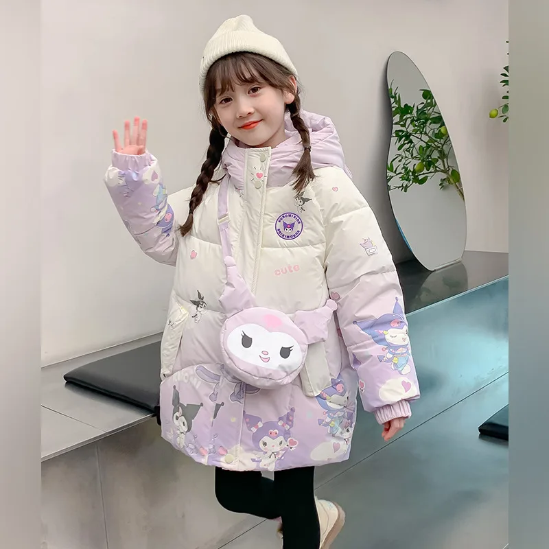 

Sanrios Kuromi Children Coats Winters Padded Thickened Comforts Warmth Sobriety Students Cartoon Jackets Girls Birthday Gifts