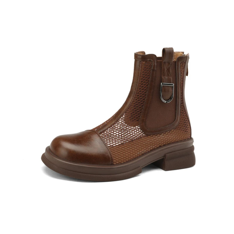 

Женские ботинки ручной работы, черные дышащие ботинки из натуральной воловьей кожи, размеры 34-41, весна-лето 2023