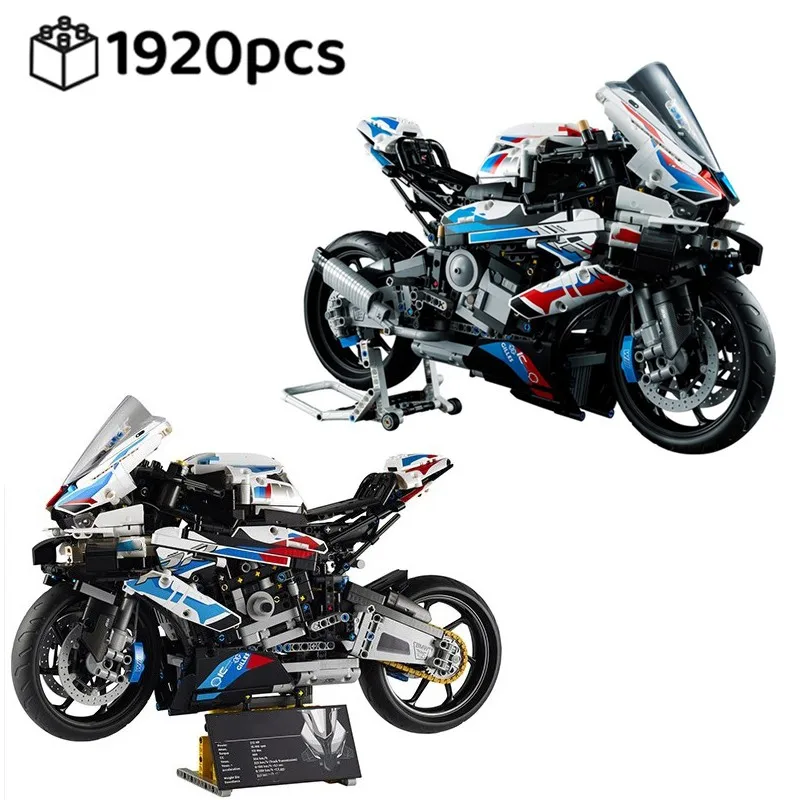 New 1920pcs Technical Motorcycle M1000 RR Building Block Model Vehicle Racing Car Toys Bricks MOC 42130 Motorbike Kid Gifts