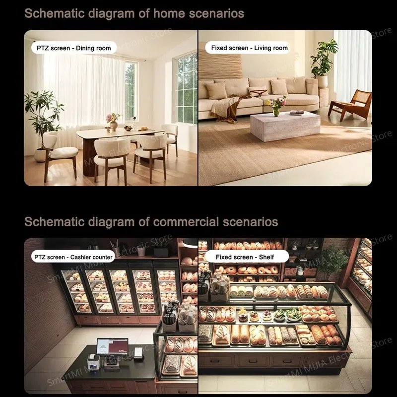 XIAOMI Smart Camera 4 Dual-Lens 3K Dual View, rilevamento del pianto di persone/animali domestici/bebè AI, Wi-Fi 6, visione notturna a colori, versione CN con adattatore - immagine 3