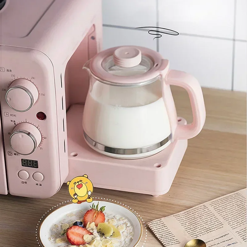 New 3 In 1 Breakfast Machine Multifunction Electric Bread Pizza Oven Grill Mini Oven Eggs Frying Pan Health Pot Househol