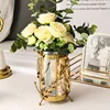 Luxury Metal Flower Vase, European Style, Glass Plant Pot, Wedding, Christmas, Living Room Dining Table Home Decoration Artwork 4