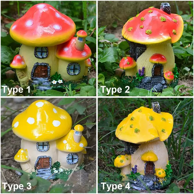 Szobrászat Tájkép Készítése Gyep Dísz Tündérkert Dekoráció Mikro Táj Toadstool Figurák Miniatűr Gombaház - Image 4