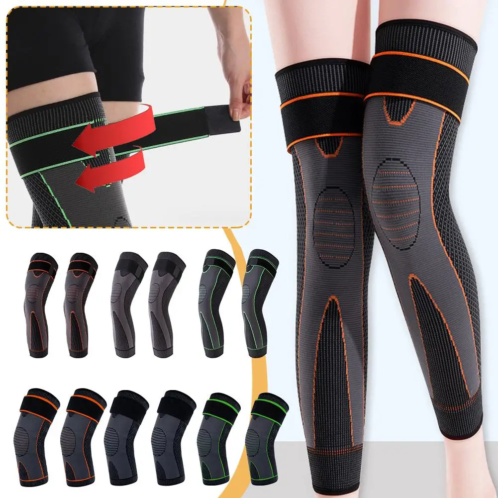 

1 Pair Long Knee Pads Sports Pressurized Elastic Kneepad Basketball Brace Fitness Arthritis Volleyball Protector Support Me U0g3