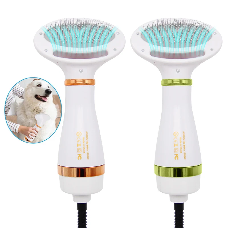 Pet Dog Hair Dryer 2-in-1 Cat Dog Dryer Grooming And Care Adjust Temperature Low Noise Pet Brush For Long and Short Supplies pet hair dryer,hair dryer