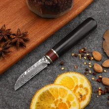 

New Style 2.5 Inch Damascus VG10 Steel Rosewood Handle Fishing Travel Pocket Mini Fruit EDC Utility Knife