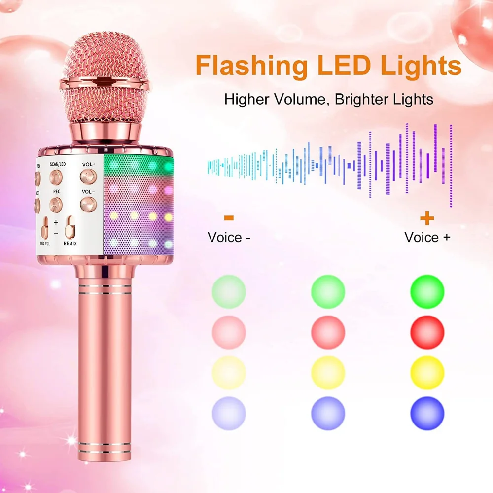 

Ручной беспроводной микрофон WS858L со светодиодной подсветкой, беспроводной микрофон для караоке, Bluetooth ручной динамик, домашний KTV плеер