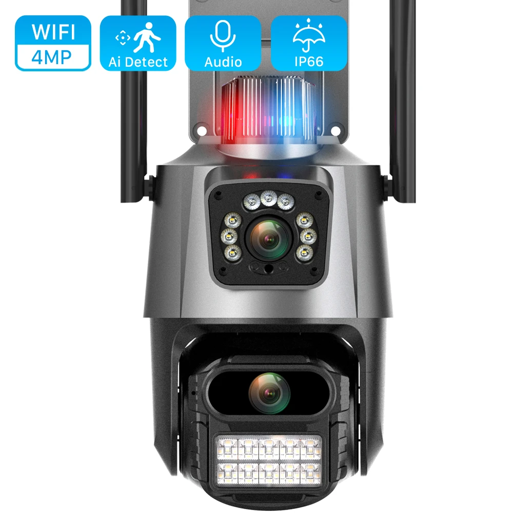 Anbiux 4mp Dual Screen Ptz Wifi Camera Dual Lens Ir Color Night Vision