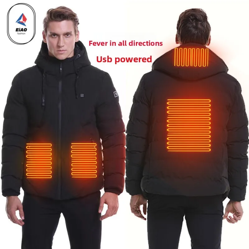 Eiao 2025 new ​USB Heated Jacket for Men Winter Large Size Graphene Smart Heating Thermal Windproof Outdoor Ski Camping​