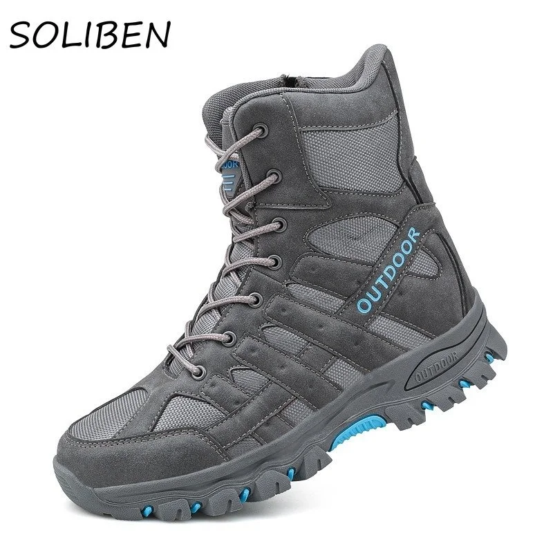 

Men New 2023 High Top Hiking Shoes Seasons Anti-Slip Mens Shoes Outdoor Climbing Trekking Shoes Tactical Boots