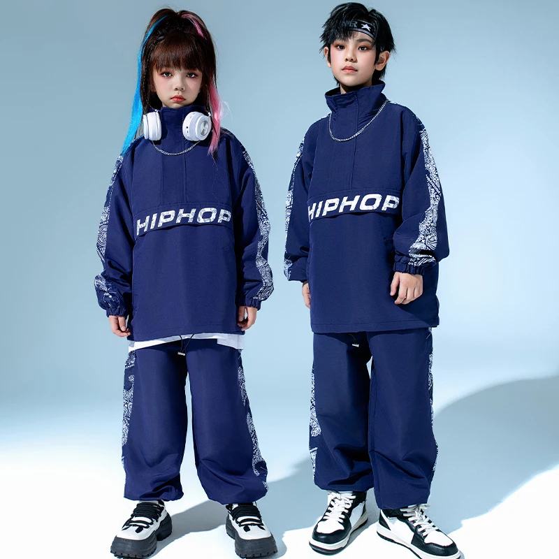 Boys Hip Hop Clothes Jazz Dance Outfits Sport Suit Kids Loose Tops Pants Girls Jazz Dance Wear Kpop Practice Clothing BL1