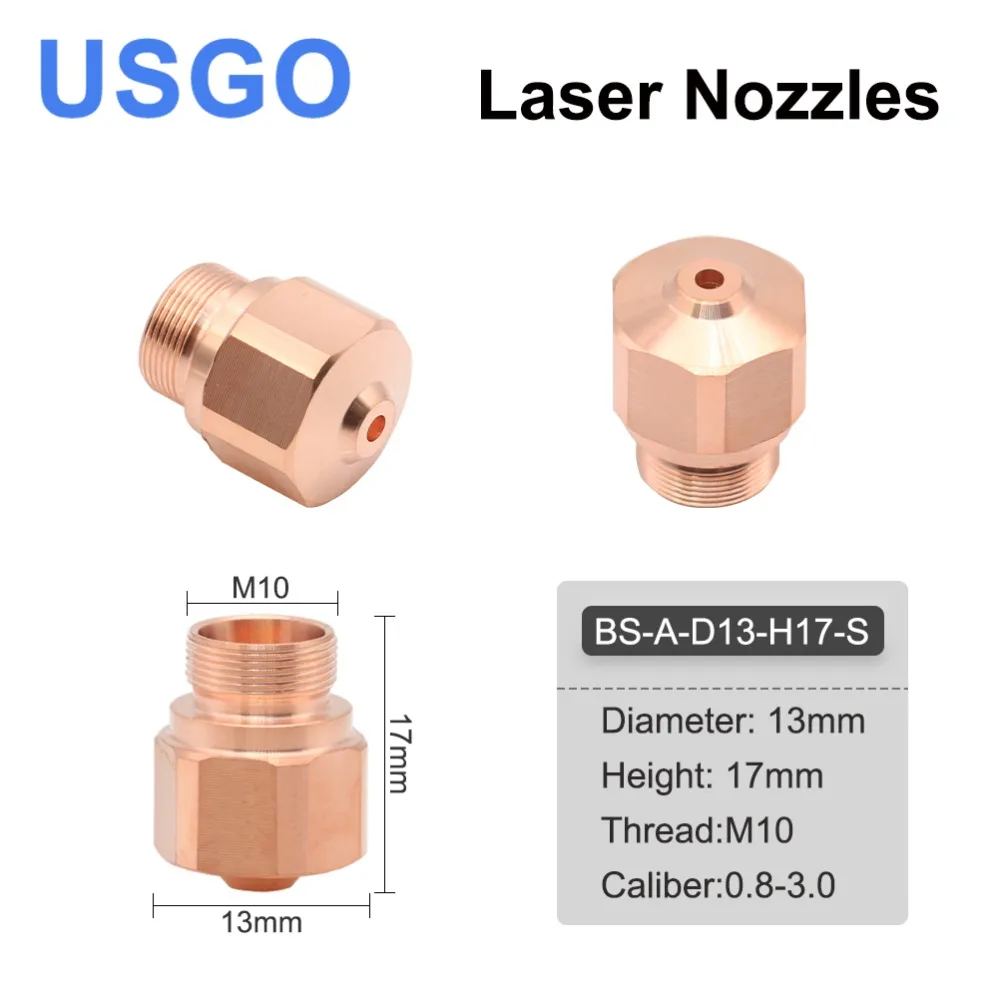 

USGO OEM K Series Dia.13mm Laser Nozzles Single Layer Thread M10 Caliber 0.8-3mm for Fiber Laser Cutting Head