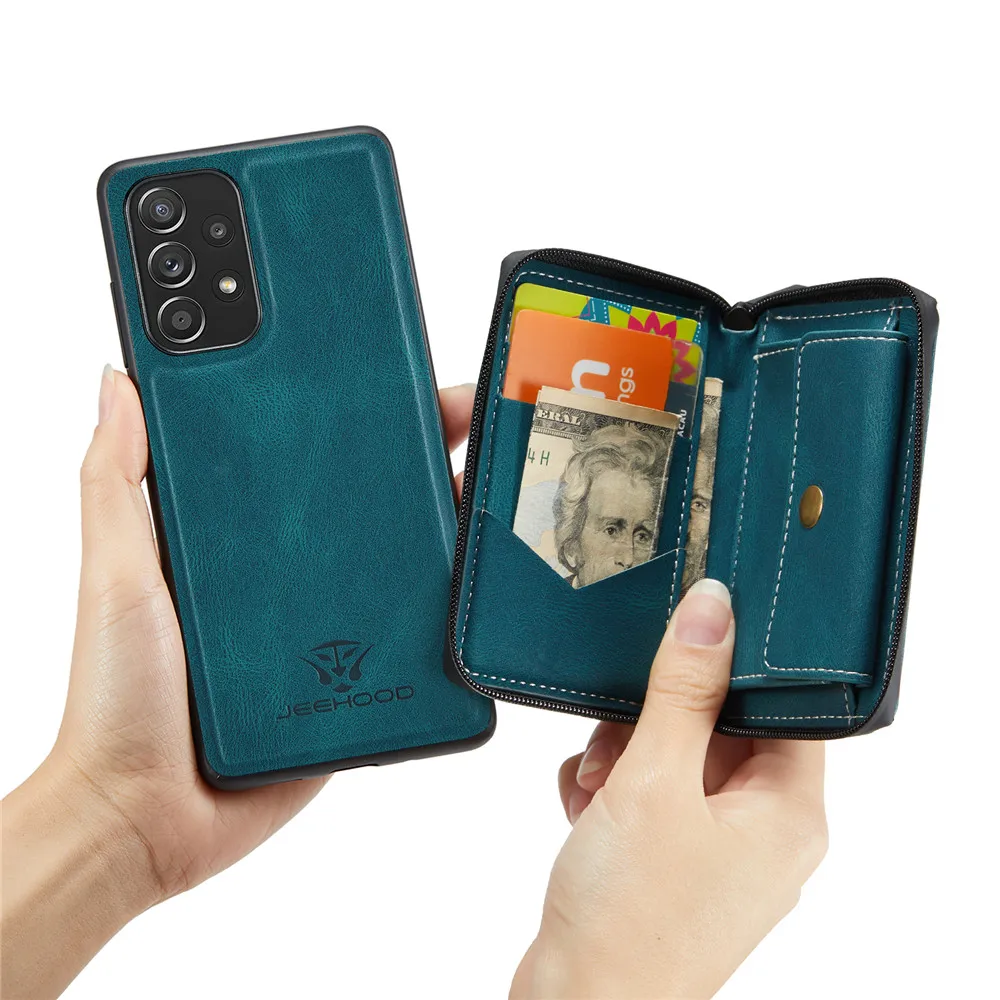 Premium 2-in-1 Leather Wallet Case with Detachable Card Holder & Magnetic Flip Cover