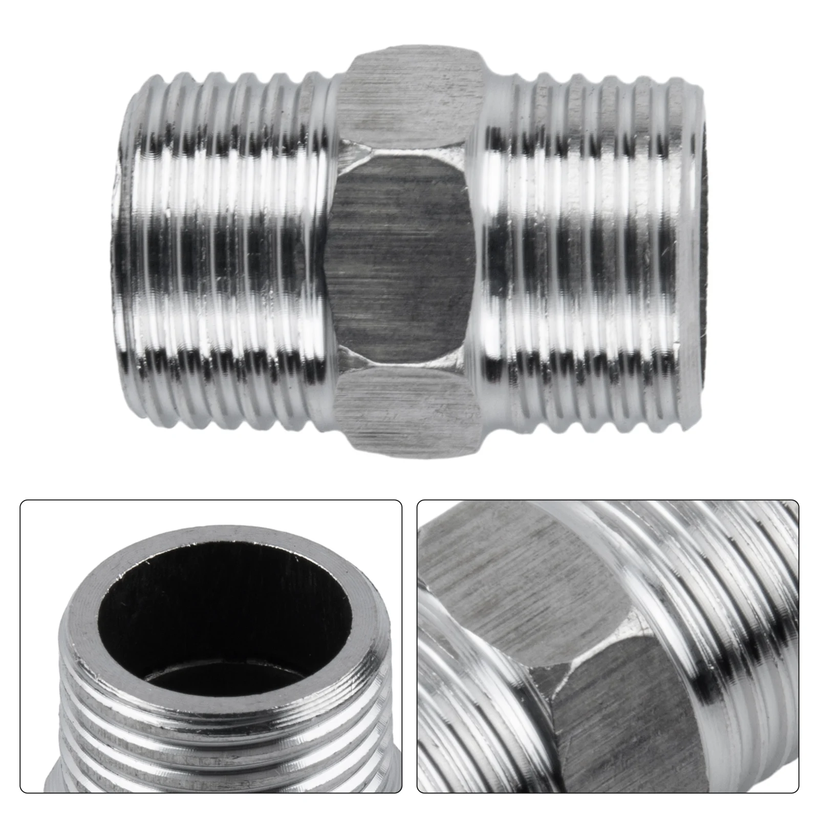 

G1/2 Chrome Brass Length Extender Shower Connector For Extra Long Hose Shower Hose Water Saving Adapter Water Purifier Acc