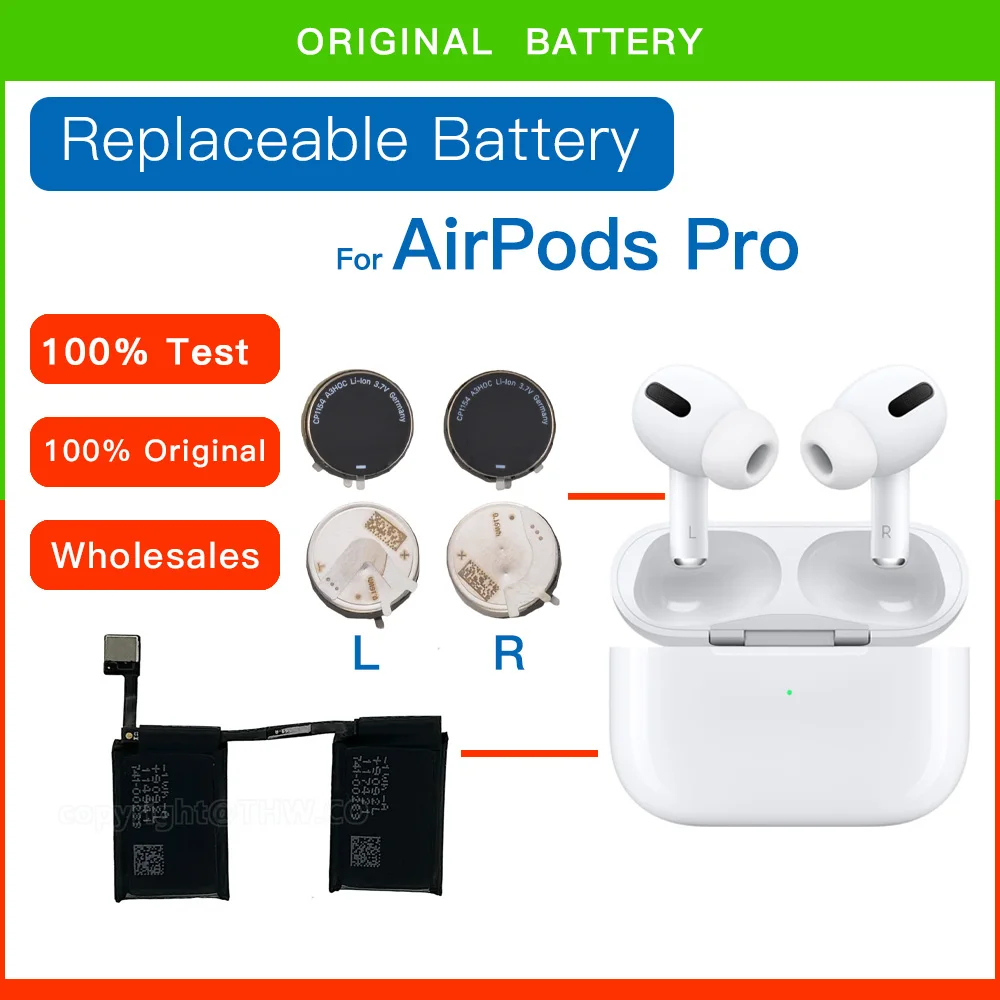 

100% Original CP1154 Replacement Battery For Apple Airpods PRO A2084 A2083 A2190 air pods pro Rechargeable Batteries Batteria