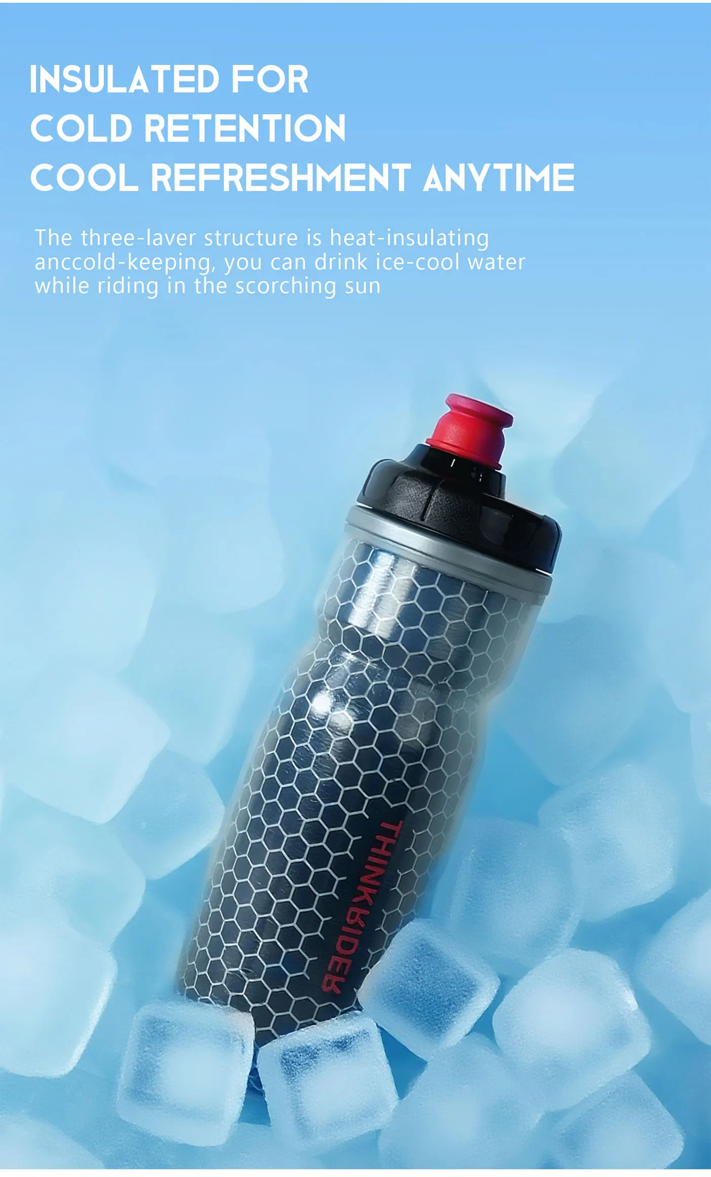ThinkRider 620ML Radfahren Halten Kaltes Wasser Flasche MTB Rennrad Tragbare Tasse Leichte Outdoor Wasser flasche Fahrrad Zubehör – Detail 3