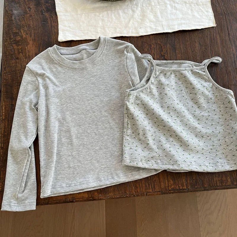 thumbnail image 1 of Conjunto de blusa Floral para niña de 2 a 7 años, camisola Floral + traje de camiseta lisa, camisa de manga larga para niño, Top Base, 1 of 6