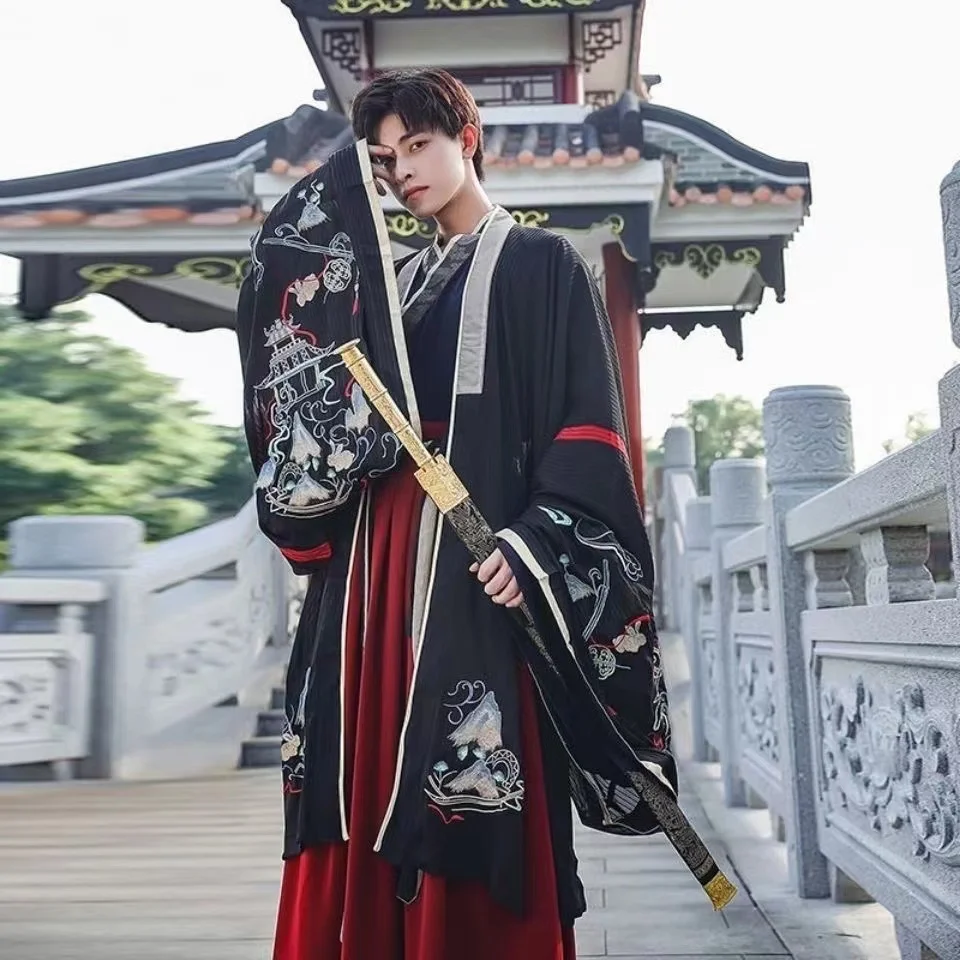 Chinese Traditionele Kleding Hanfu Mannen Vrouwen Originele Borduurwerk Kostuum Set Tiener Podium Show Halloween Cosplay Hanfu Jurk