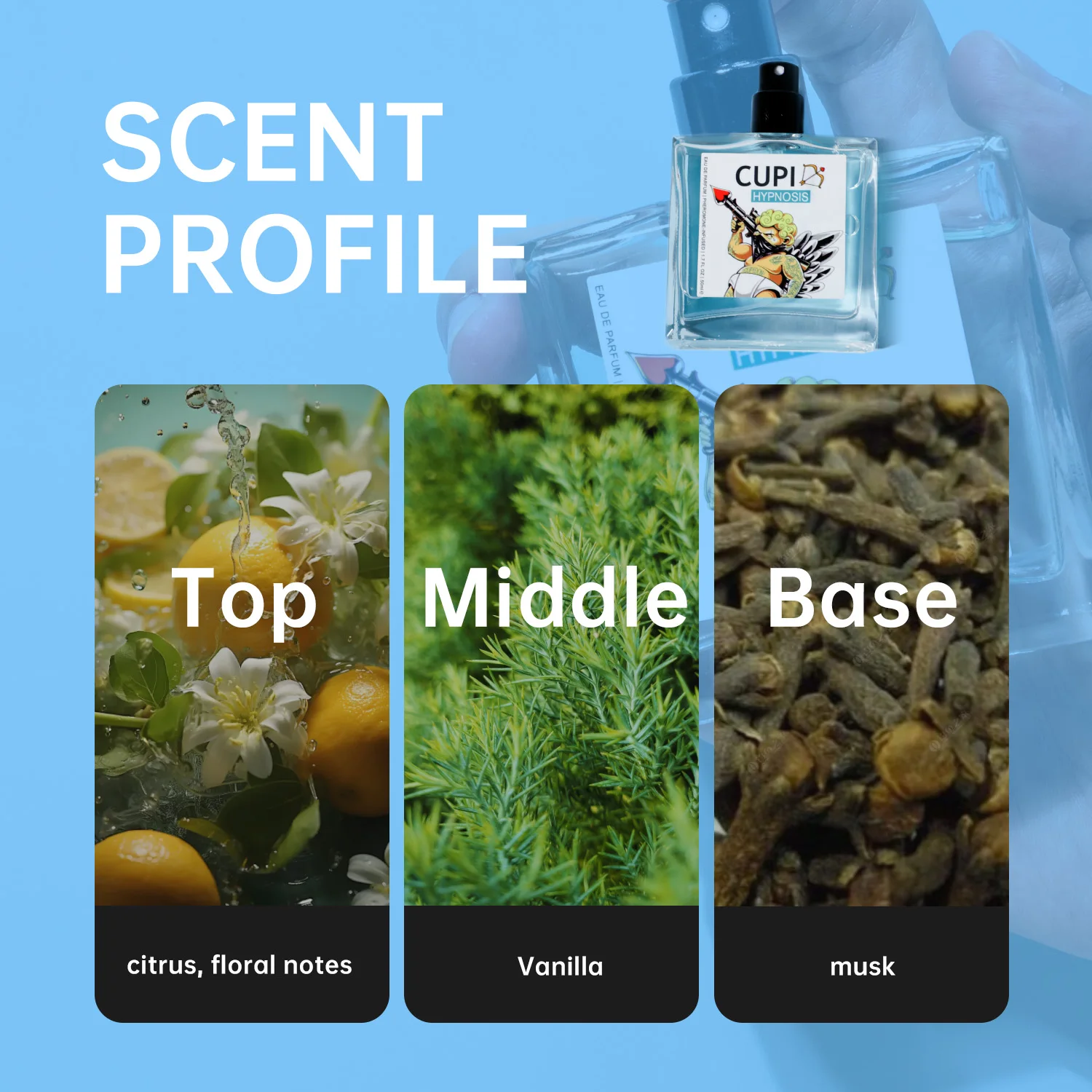 50ML Cupid Hypnosis Perfume Long Lasting Pheromone Fragrance Perfume Cologne for Men and Women Light Cologne Fragrance 3