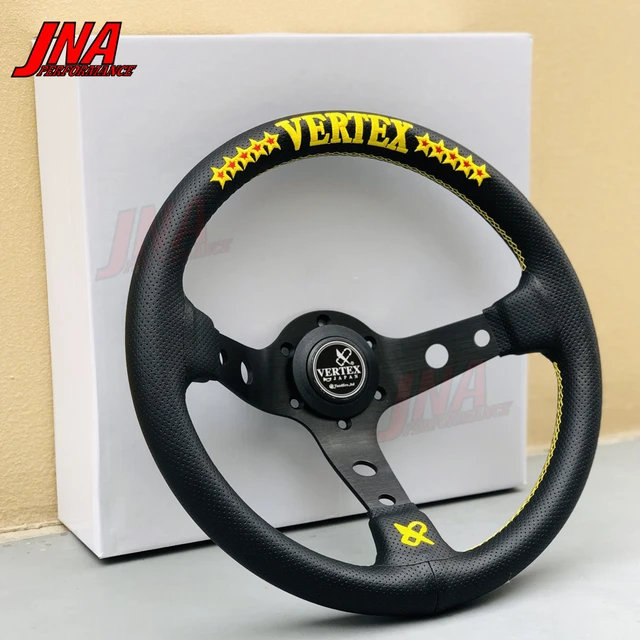 Vertex 10スターカーステアリングホイール、ゴールドレザースポーツ 