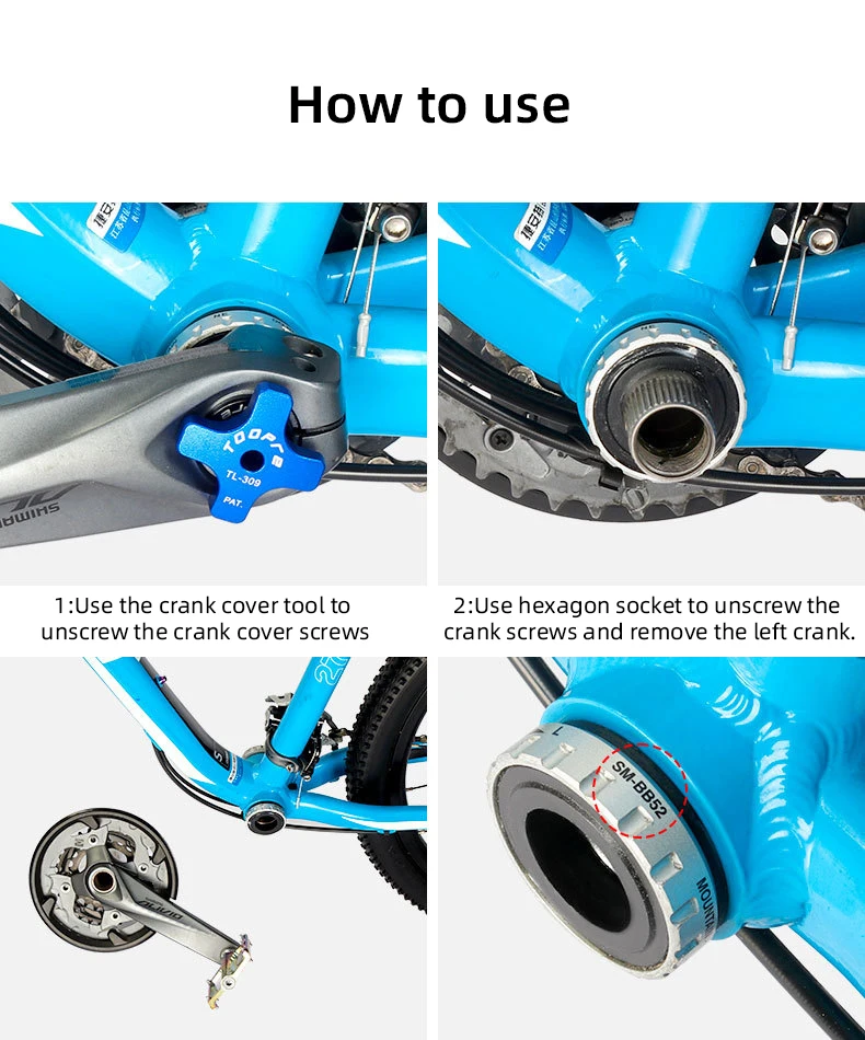 TOOPRE 5-in-1-Tretlager-Entfernungswerkzeug für Shimano BBR-60/FSA-386/DUB 16T/BB-9100/44 mm Reparaturwerkzeug für die Mittelachse des Fahrrads – Detail 15