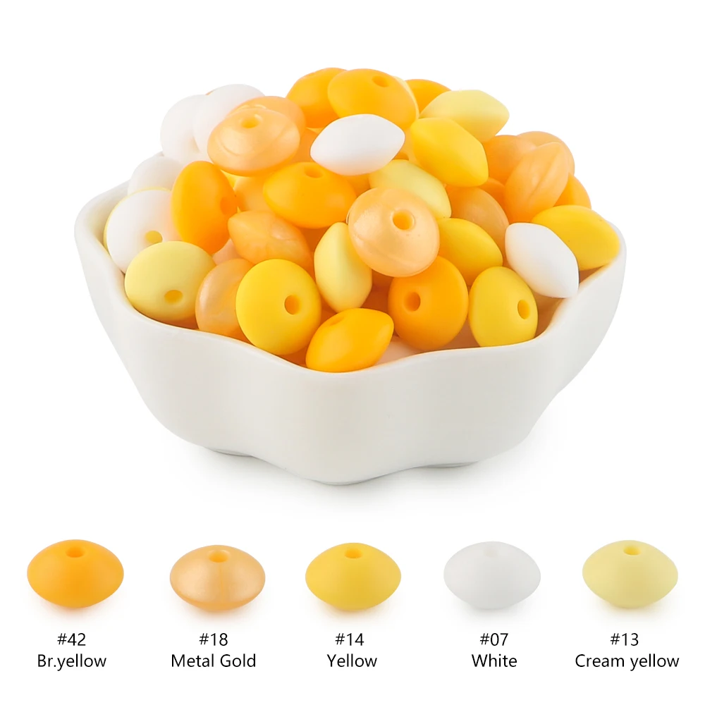 Silicone Lentil Spacer Beads for DIY Accessories (12mm, Multiple Quantities Available)