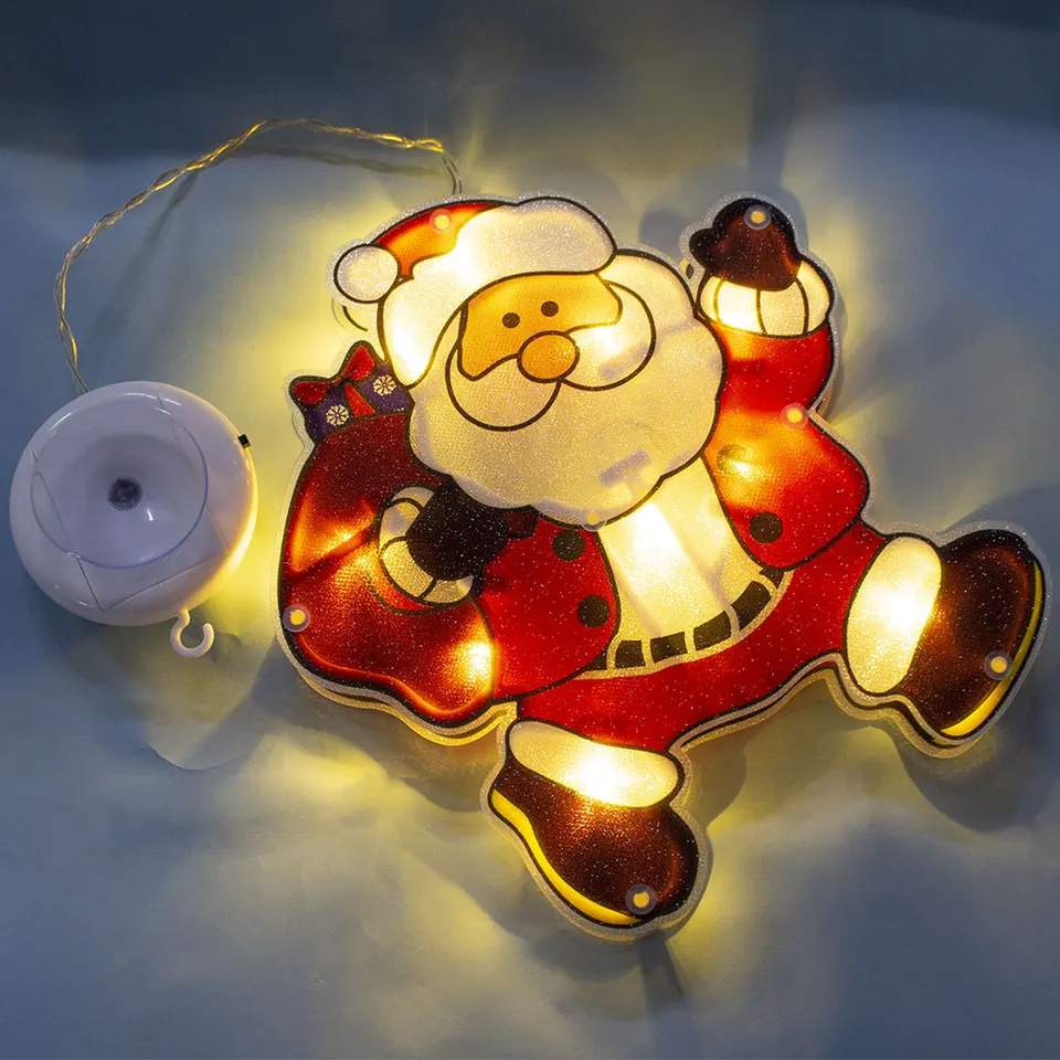 Luci Natalizie A Ventosa Con Babbo Natale - Decorazioni LED Per Finestre E Pareti - Foto 9
