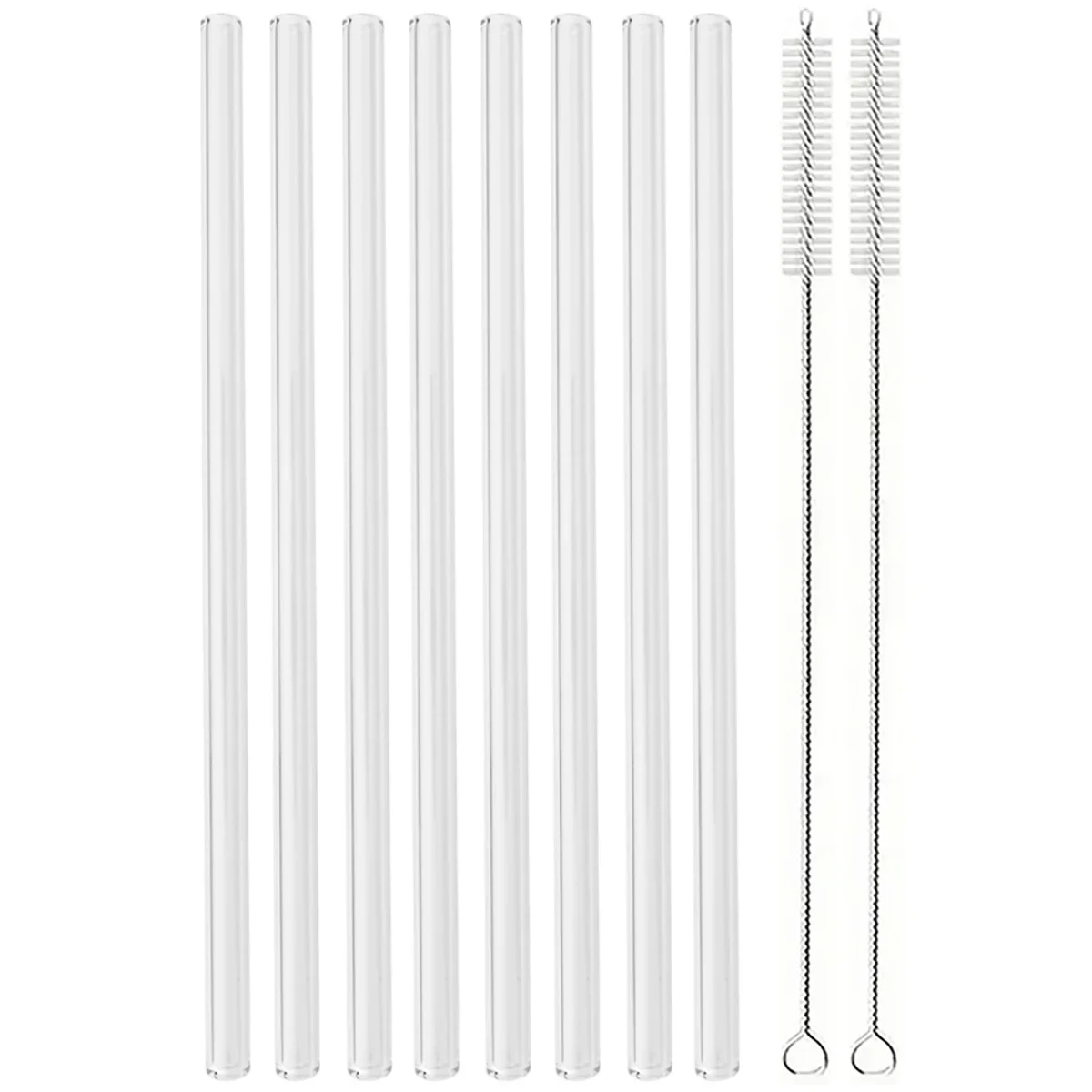 Premium Reusable Glass Straw Set with Cleaning Brush - Eco-Friendly Drinkware for Smoothies and Cocktails