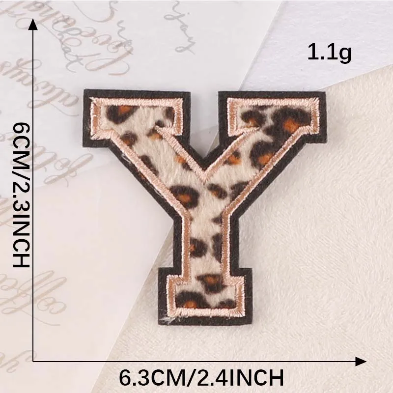 Leopard Print Embroidered Alphabet Badge Patches