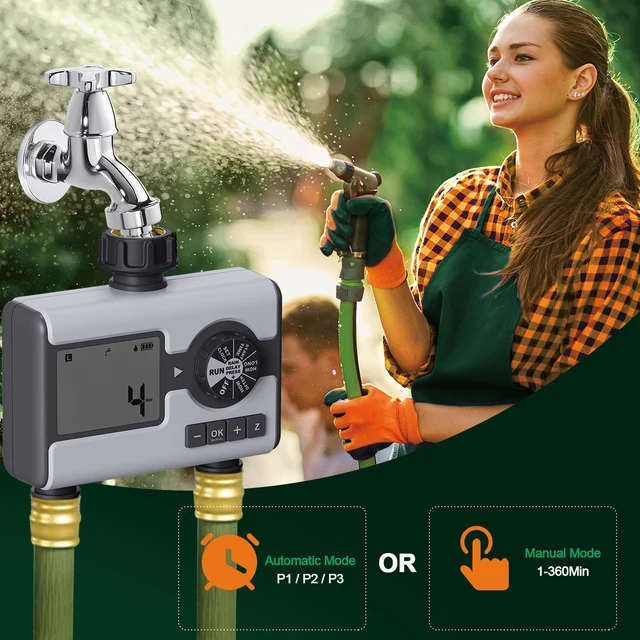 2 Outlet Water Timer Automatic Watering System Watering Hose Time r for Garden Hose Sprinkler Timer with Rain Delay 3