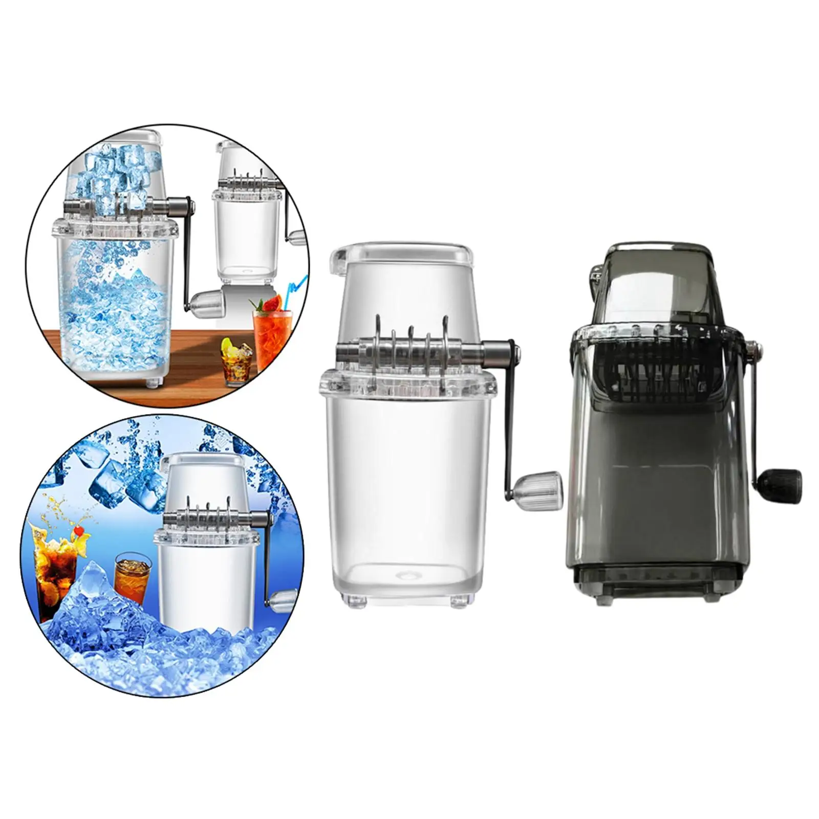 2pcs Multifunction Manual Ice Crusher Shredding Machine Mini Home DIY Snow Cone Stainless Steel Blades BPA Free