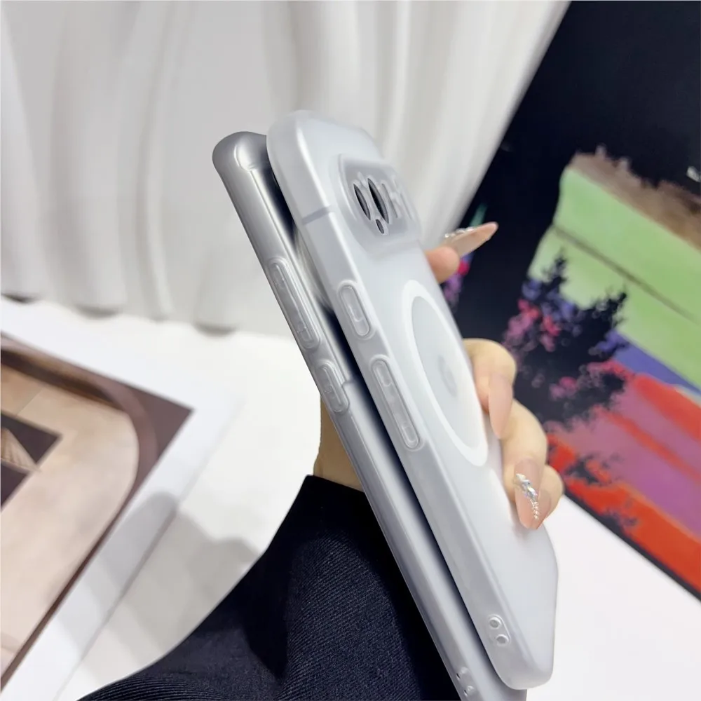 Luxury Translucent Matte Magnetic Case with Wireless Charging Capability - Candy Color Slim Cover