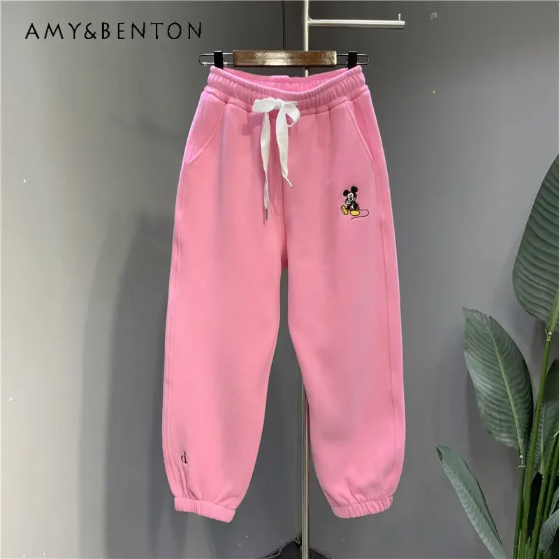 

Potdemiel Embroidered Sweatpants Loose All-Matching Hoodie Pants Ankle-Tied Harem Sports Casual Pants Women's Jogger Streetwear