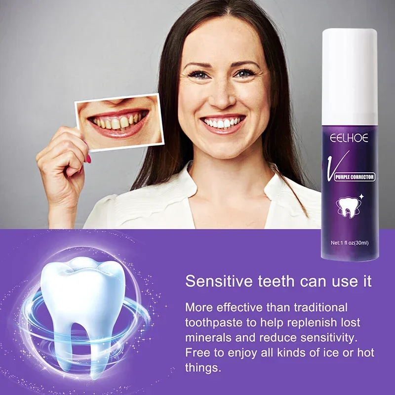 Teeth Purple Whitening Toothpaste Anti-Sensitive Removes Tartar Clean Oral Hygiene Fresh Breath Removal Teeth Dental Tooth Care for teeth whitening toothpaste