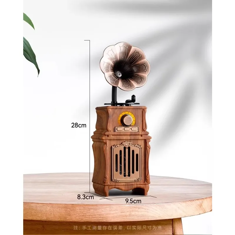 미니 축음기 레트로 무선 스피커 홈 장식 내장 블루투스, FM 라디오 및 USB, Aux-in, TF 소형 선물