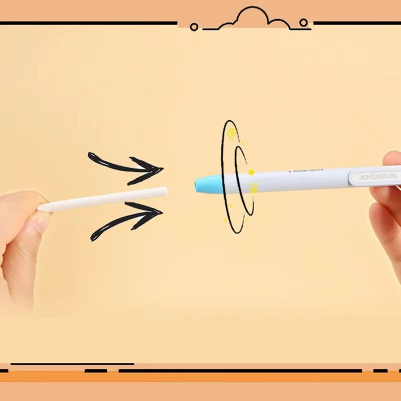 KHINSUN Press Retractable Pencil Eraser Correction Stationery Pen Style Pencil Rubber for Kids Writing School Supplies Erasers 5