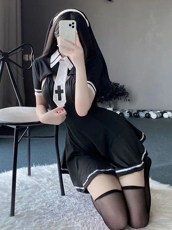 Fun Underwear Sexy And Pure Desire Free Nun Uniforms Small Chest Pajama Dress Elegant Black Slim Fit Waist 2750 RHPX 3