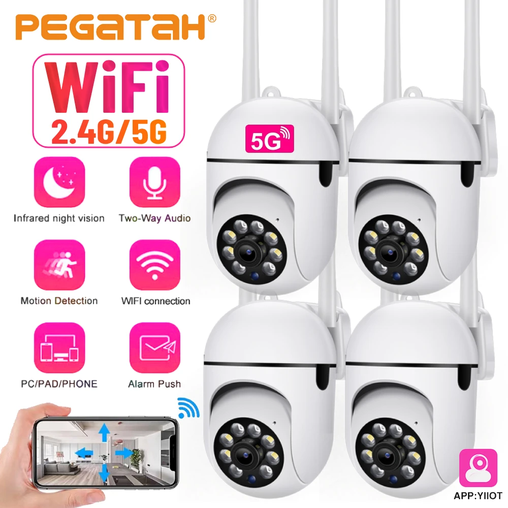 5G 2.4G WiFi Camera IP Camera PTZ Surveillance Cameras Outdoor Security Protection Camera Two Way Audio Auto Tracking Smart Cam