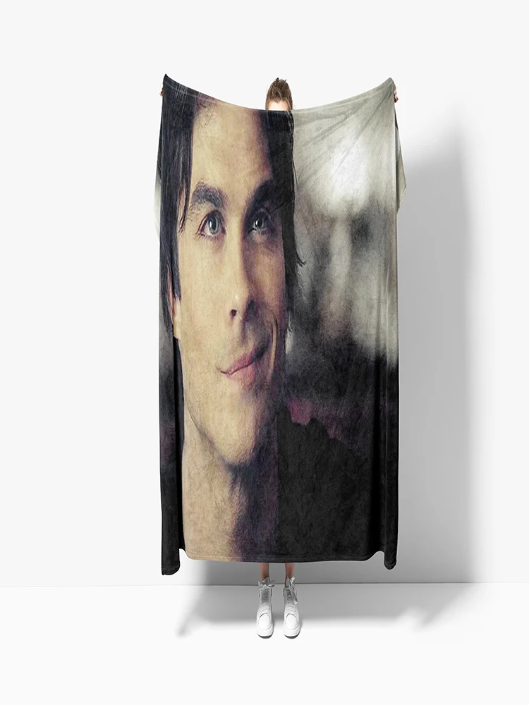 130x150cm The Vampire Diaries Damon salvatore printed blanket Warm Flannel blankets Soft and comfortable blanket 3