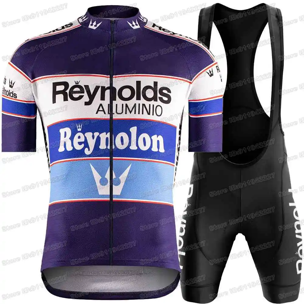 Tenue Cyclisme Rétro REYNOLDS – Maillot + Cuissard Bretelles + Casquette, Neuf
