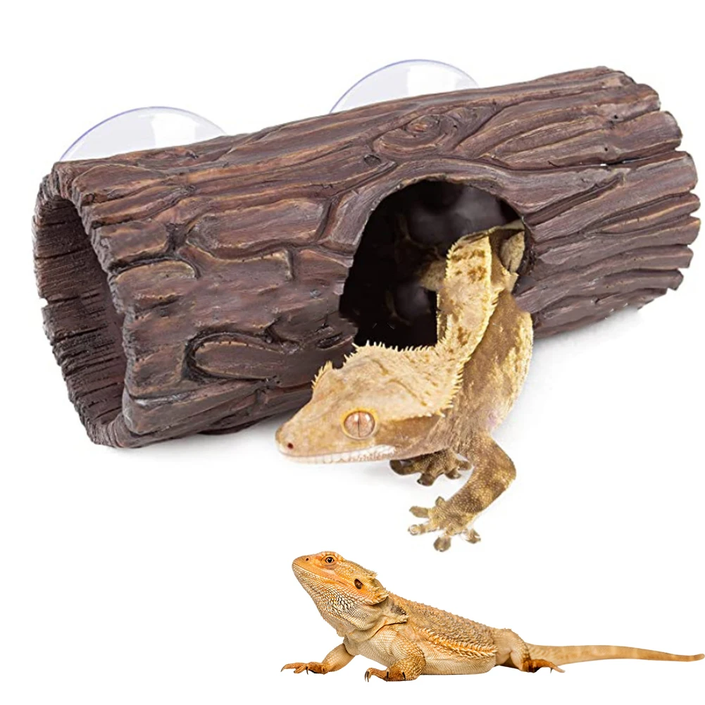Rettile Hide Cave Resin Hollow Tree Trunk Fish Tank Decorazioni Per Acquari Per Betta Turtles Piccole Lucertole Rettili Dropship