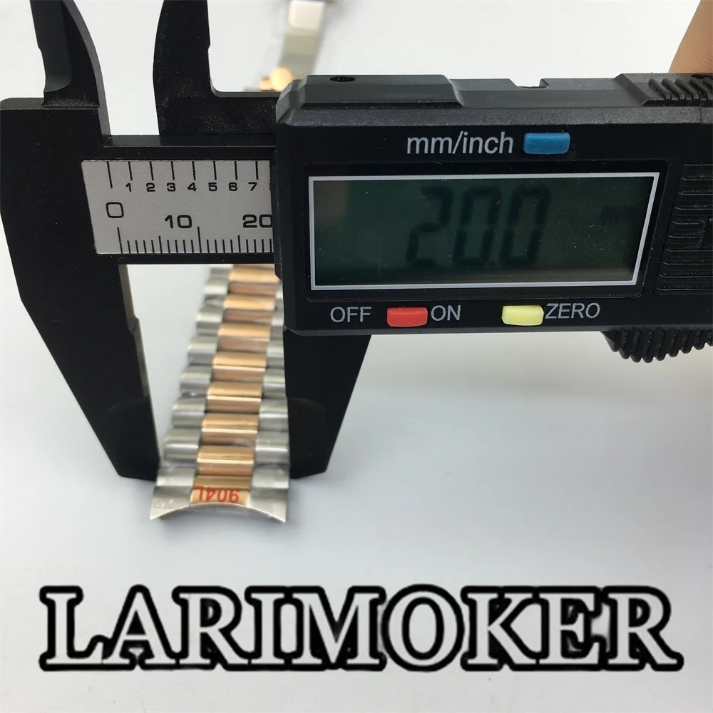 LARIMOKER 20mm 실버 골드 로즈 골드 팔찌 904L 스테인레스 스틸 밴드 접이식 버클 핏 36/39/40mm 케이스