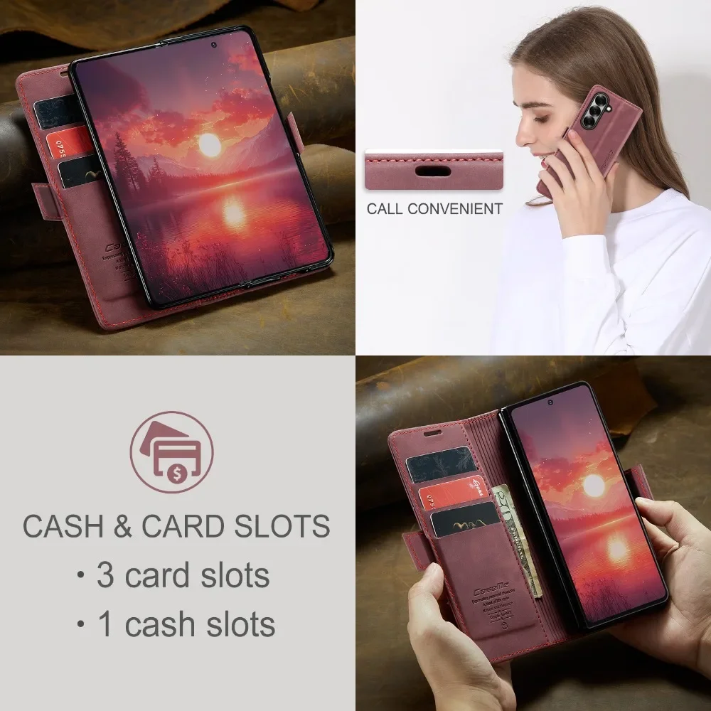 For Samsung Galaxy Z Fold 7 5G 2025 Flip Case Leather Card Wallet Book Coque Samsung Z Fold7 Case Z Fold7 Fold 6 5 4 Magnet Capa - 5