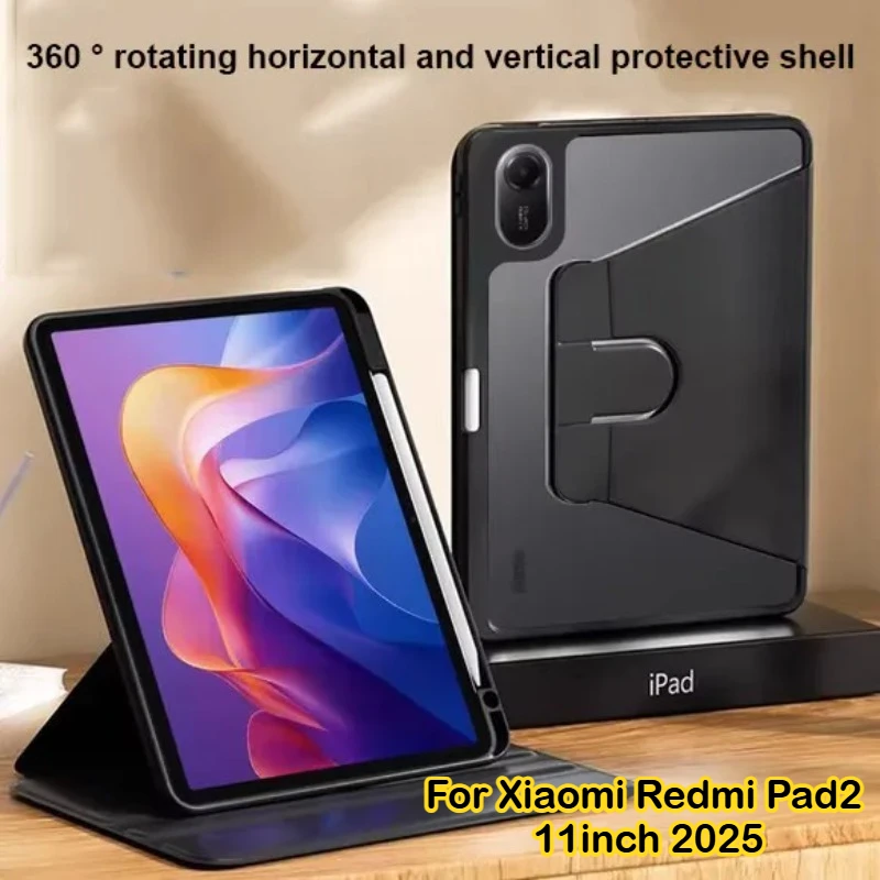 Sleek 360° Rotating Acrylic Tablet Case with Pen Slot