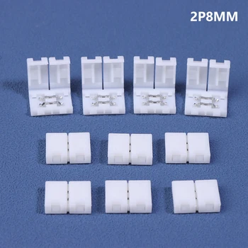 10ชิ้นขั้วต่อแถบไฟ LED 8มม. 10มม. 2Pin 3Pin 4Pin 3528 5050 RGB สีเดียวบอร์ด PCB บัดกรีลวดเชื่อมฟรีตัวเชื่อมต่อ 12