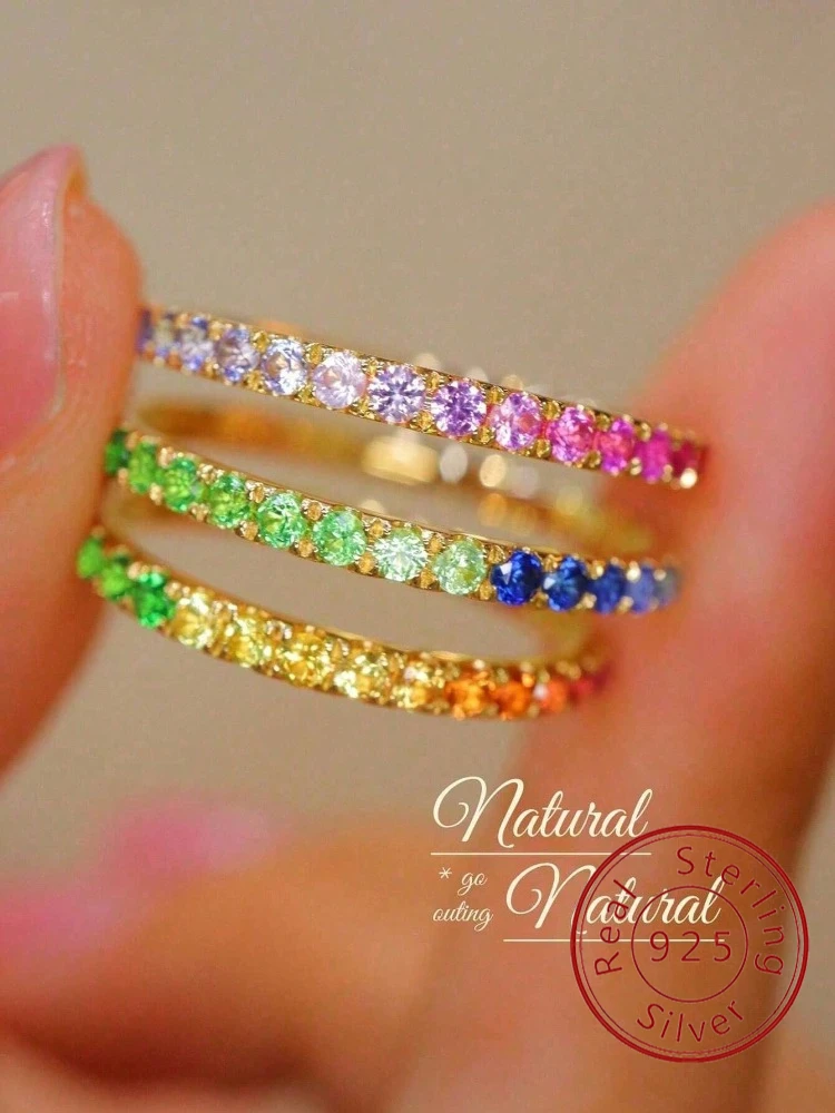 925er Sterlingsilber, modische Einfachheit, bunter Zirkon-Ring für Frauen, Verlobung, Hochzeit, luxuriös, hochwertiger edler Schmuck