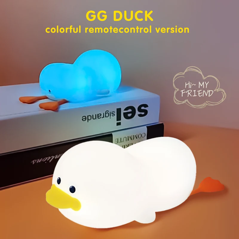 Doudou Duck Soft Silicone Night Light for Kids - USB Rechargeable with Touch Activation and Timer