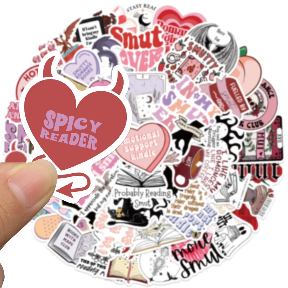 52/102PCS Pink Smutty Romance Bookish Spice Reader Dragon Girl Cartoon Sticker Aesthetic Kindle Ipad Phone Laptop Diary Sticker 3