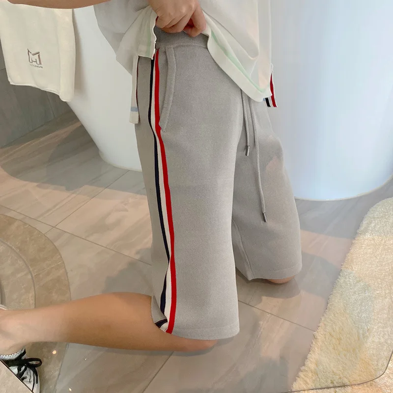 

High Quality Korean Style 2023 Summer New Loose Joker TB Leisure Side Striped Pants Ice Silk Sports Pant Tide