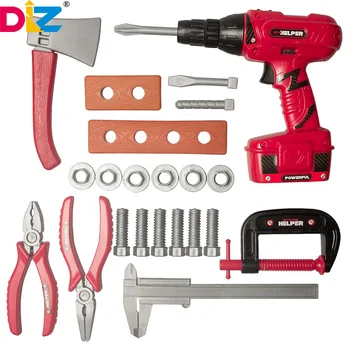 23pcs Kids Tools Set Electric Drill Screw Driver Axe Pliers Ruler Power Repair Tools Kits Children Pretend Play Toys for Boys